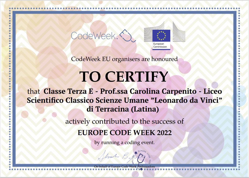 Attestato finale codeweek22 3Esc